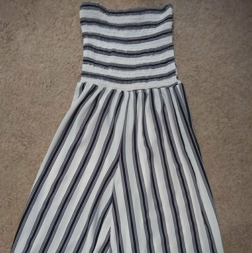 White and black stripe Jumpsuit